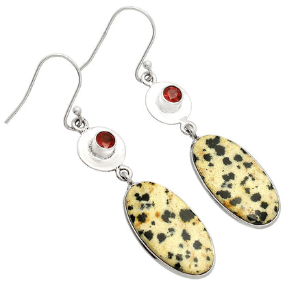 Natural Dalmatian & Garnet Earrings E-1081 SDE83883