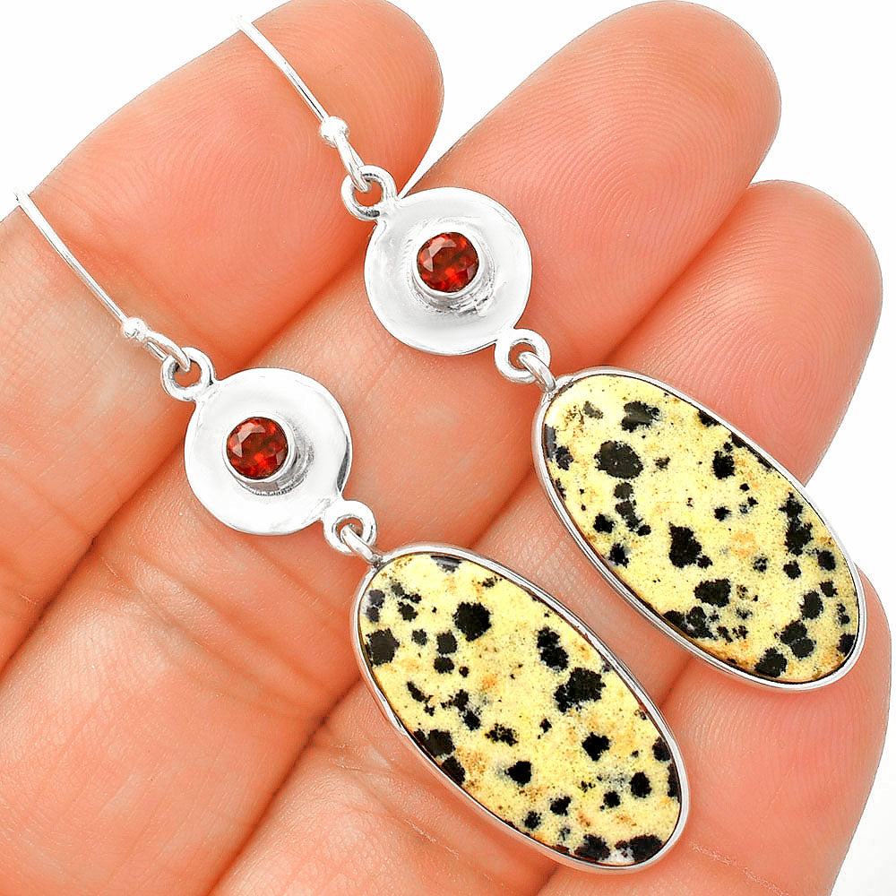 Natural Dalmatian & Garnet Earrings E-1081 SDE83884