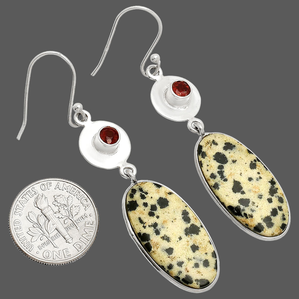 Natural Dalmatian & Garnet Earrings E-1081 SDE83884