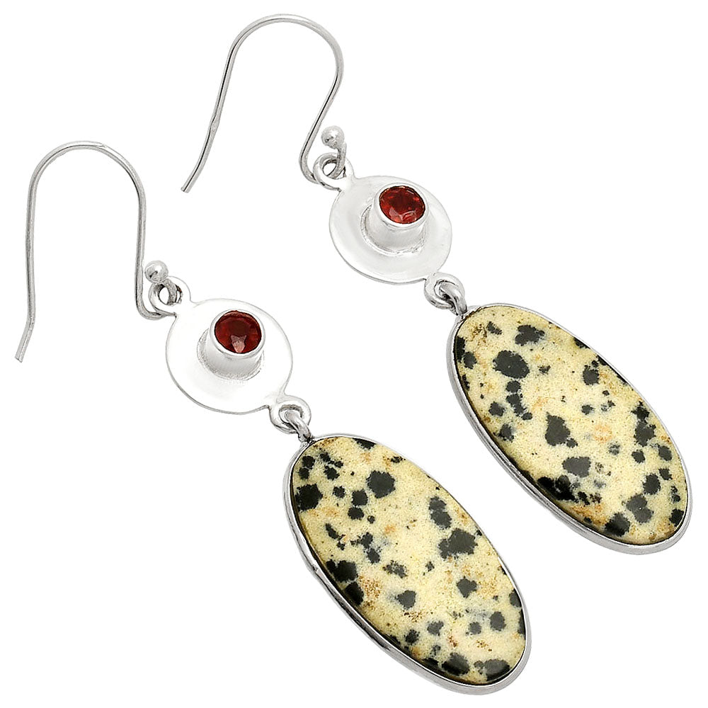 Natural Dalmatian & Garnet Earrings E-1081 SDE83884