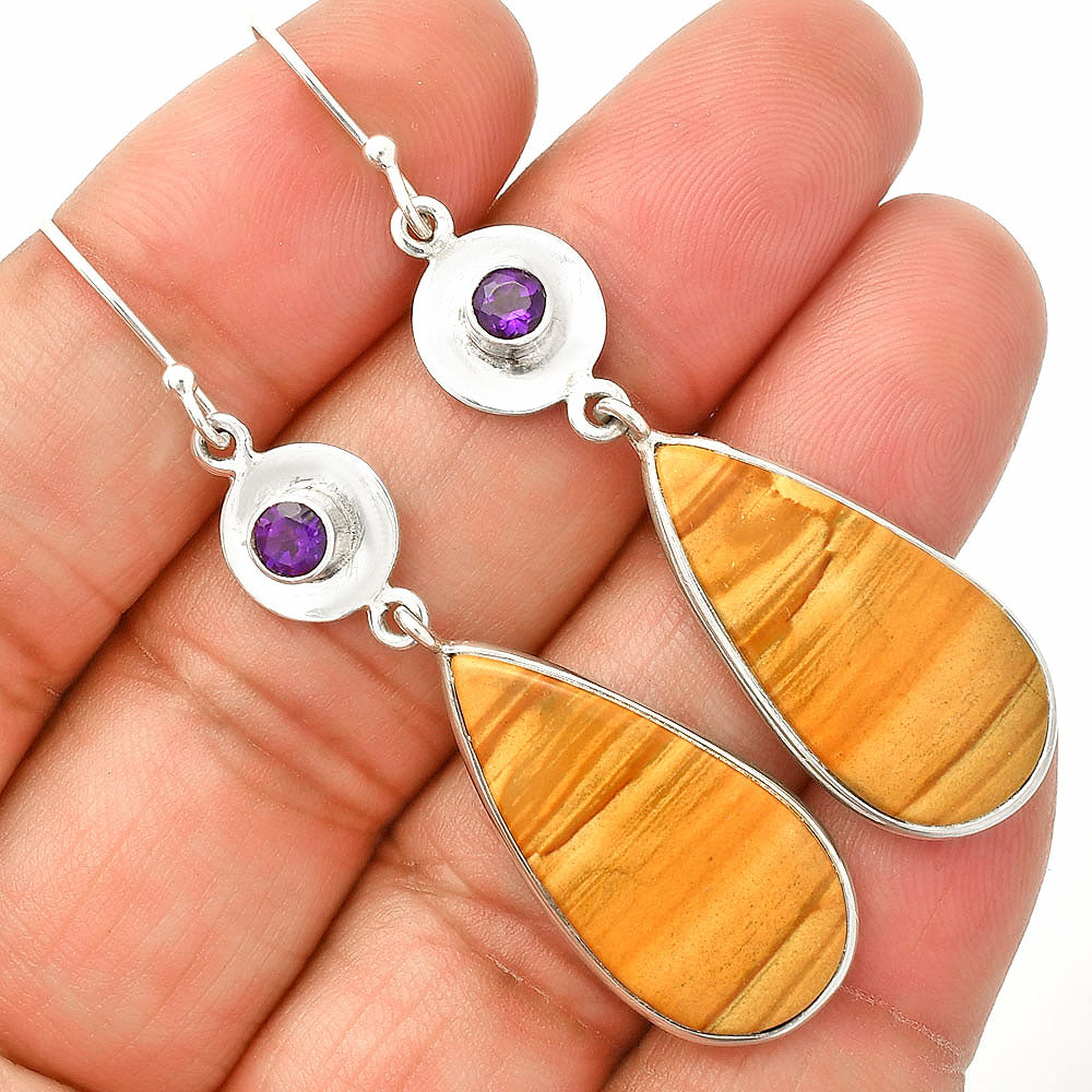 Natural Picture Jasper & Amethyst Earrings E-1081 SDE83893