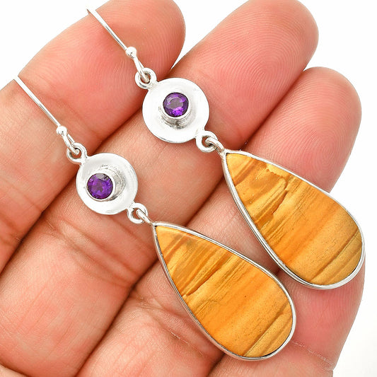 Natural Picture Jasper & Amethyst Earrings E-1081 SDE83893