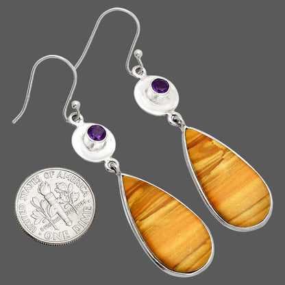 Natural Picture Jasper & Amethyst Earrings E-1081 SDE83893