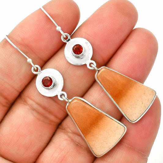 Natural Orange Aventurine & Garnet Earrings E-1081 SDE83895