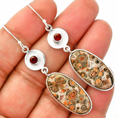 Leopard Skin Jasper & Garnet Earrings E-1081 SDE83897