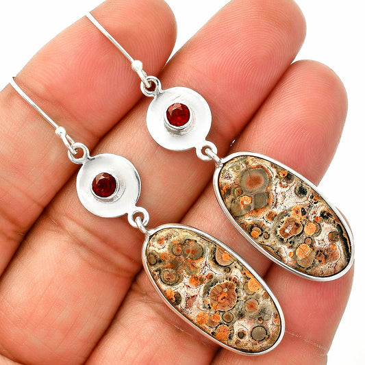 Leopard Skin Jasper & Garnet Earrings E-1081 SDE83897