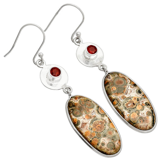 Leopard Skin Jasper & Garnet Earrings E-1081 SDE83897