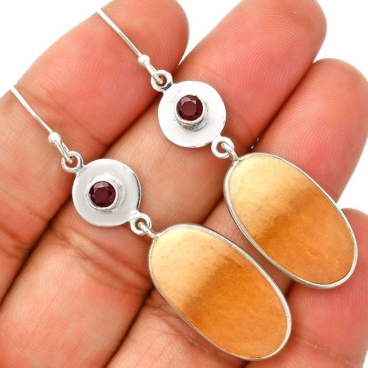 Natural Orange Aventurine & Garnet Earrings E-1081 SDE83902
