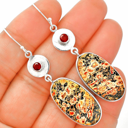 Leopard Skin Jasper & Garnet Earrings E-1081 SDE83903