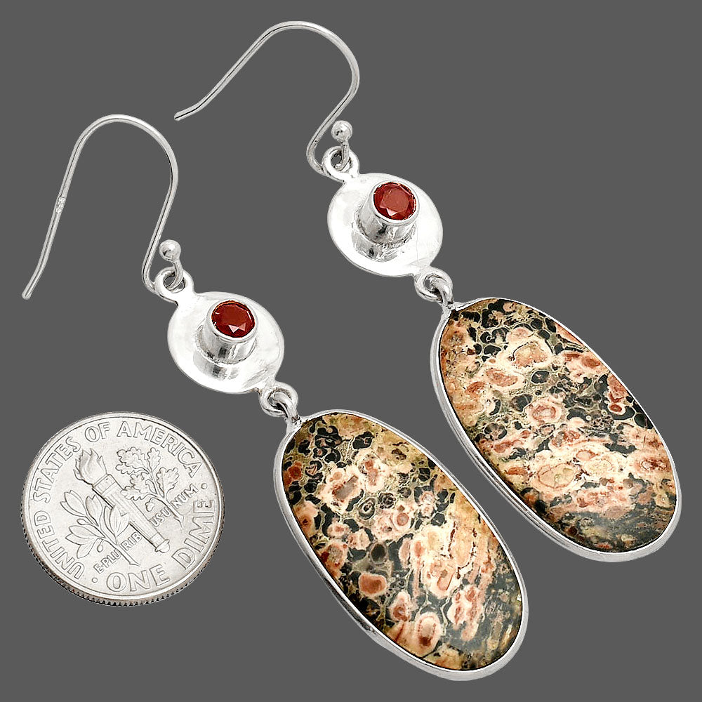 Leopard Skin Jasper & Garnet Earrings E-1081 SDE83903