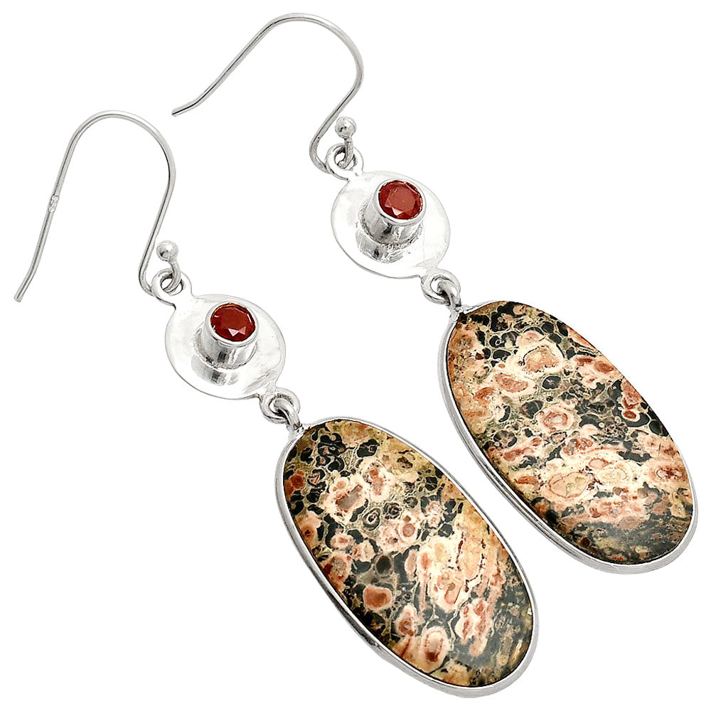 Leopard Skin Jasper & Garnet Earrings E-1081 SDE83903
