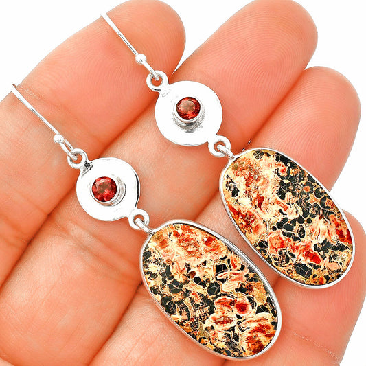 Leopard Skin Jasper & Garnet Earrings E-1081 SDE83905