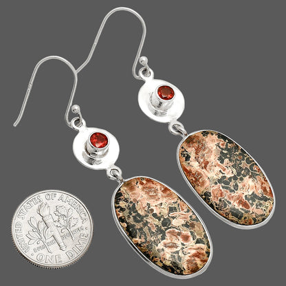 Leopard Skin Jasper & Garnet Earrings E-1081 SDE83905