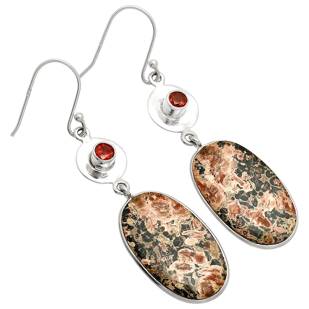 Leopard Skin Jasper & Garnet Earrings E-1081 SDE83905