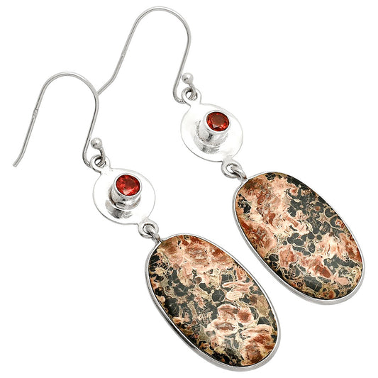Leopard Skin Jasper & Garnet Earrings E-1081 SDE83905
