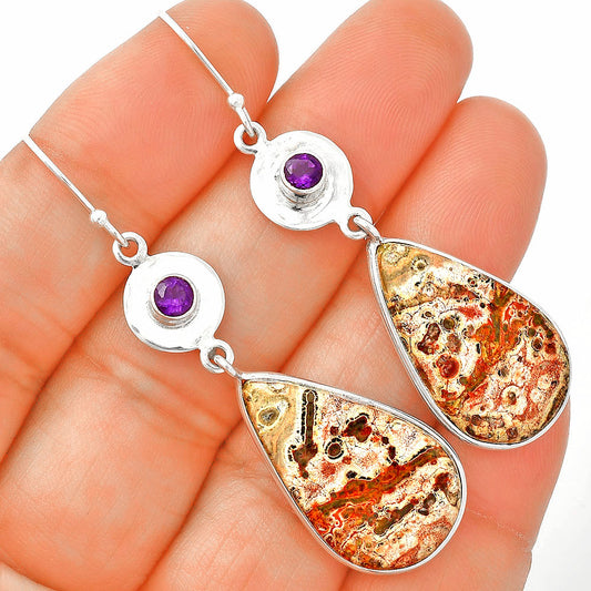 Leopard Skin Jasper & Amethyst Earrings E-1081 SDE83906