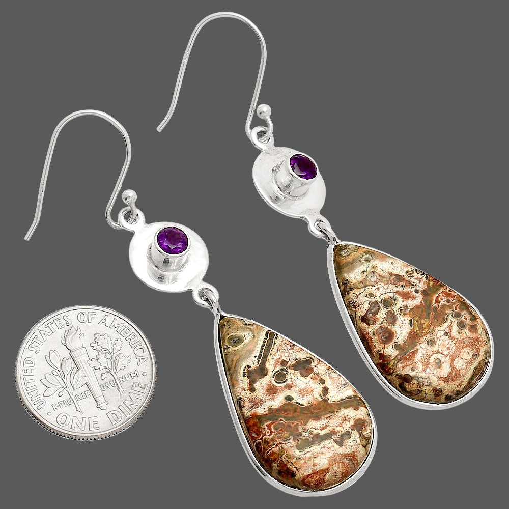 Leopard Skin Jasper & Amethyst Earrings E-1081 SDE83906