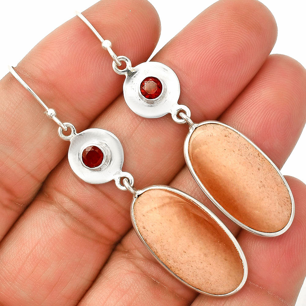 Natural Pink Aventurine & Garnet Earrings E-1081 SDE83912