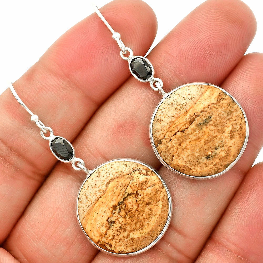 Natural Picture Jasper & Black Onyx Earrings E-1002 SDE83993