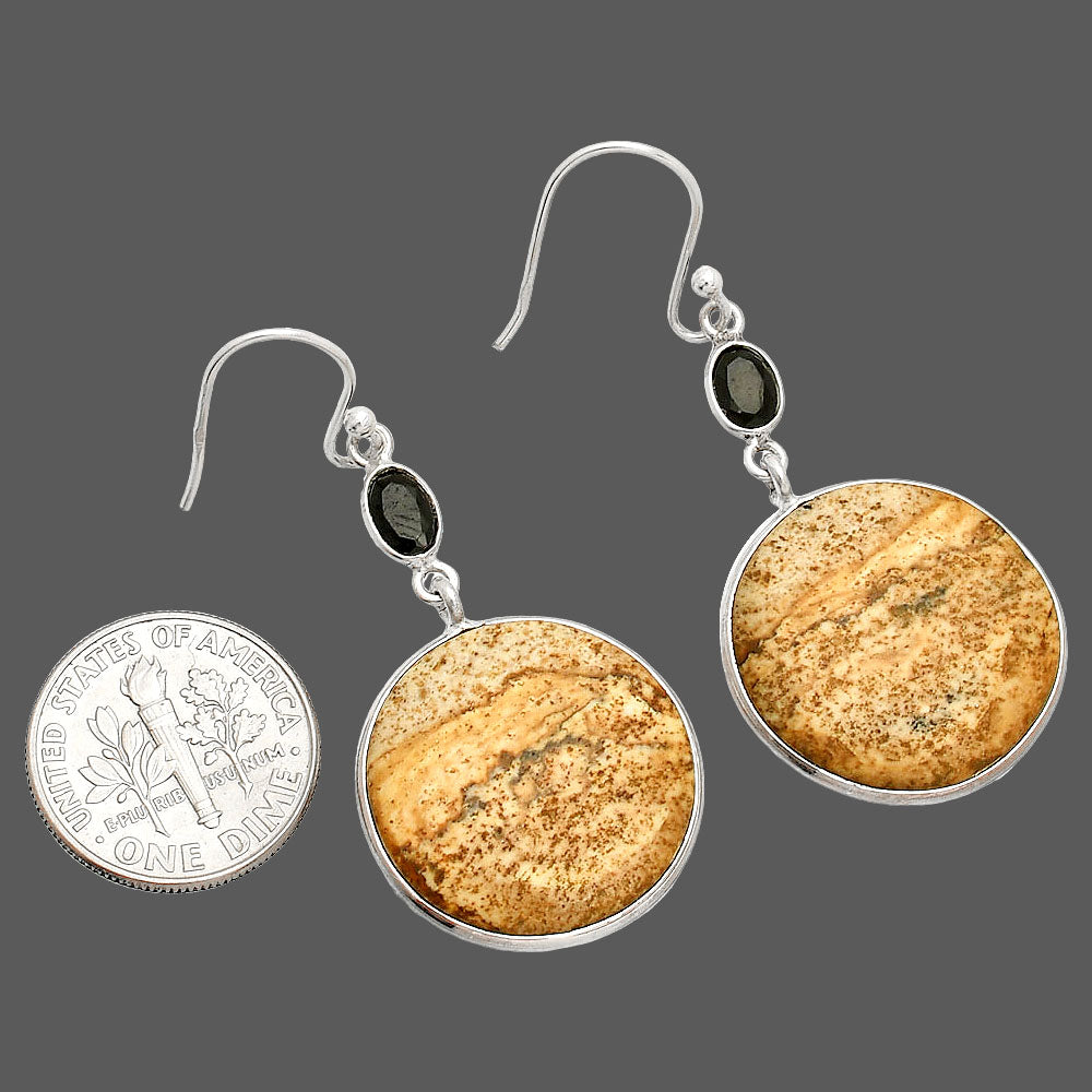 Natural Picture Jasper & Black Onyx Earrings E-1002 SDE83993