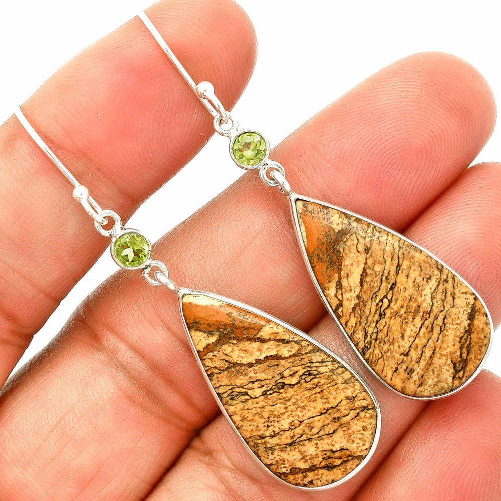 Natural Picture Jasper & Peridot Earrings E-1002 SDE84008