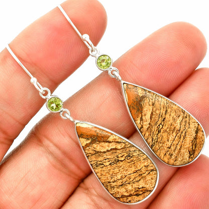 Natural Picture Jasper & Peridot Earrings E-1002 SDE84008