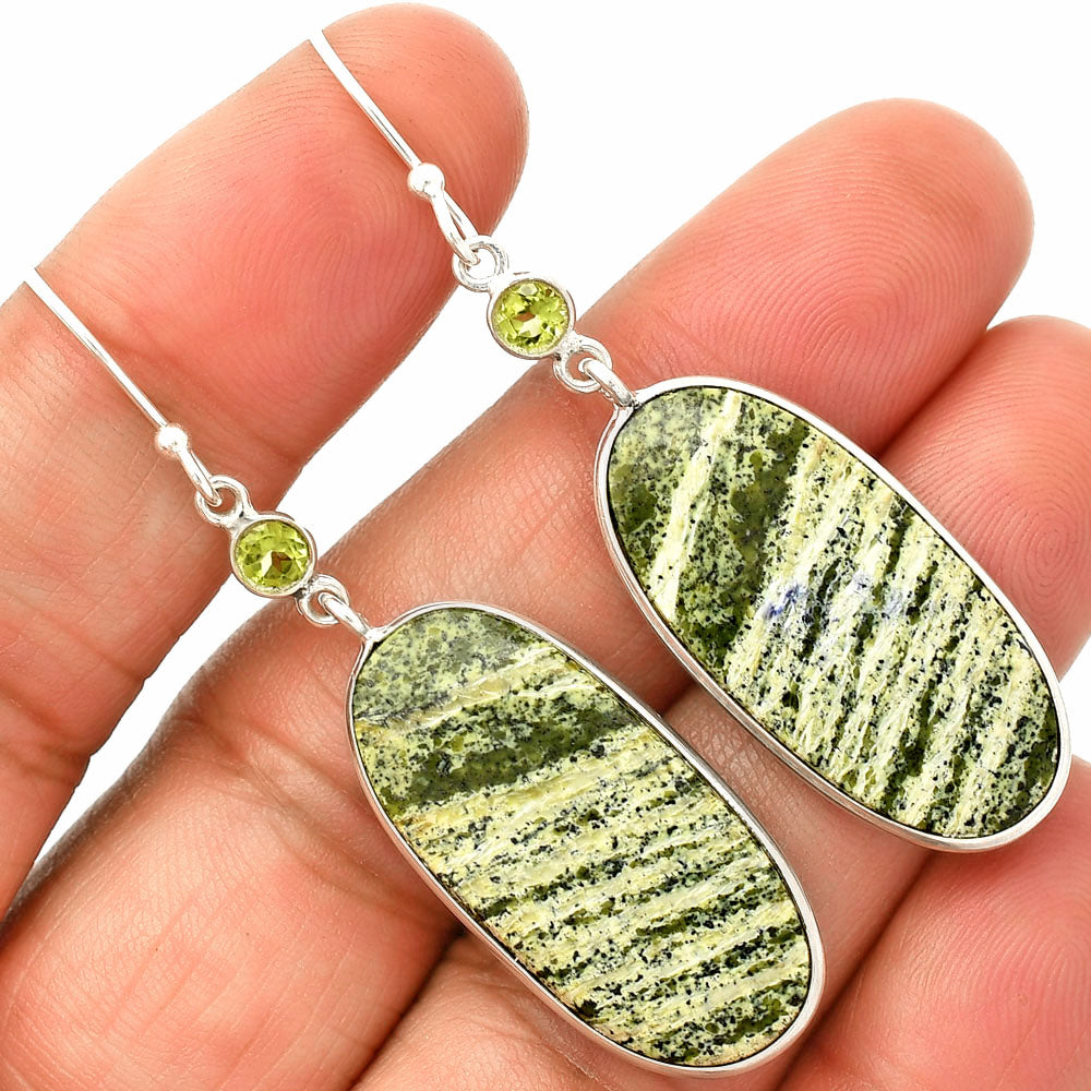 Natural Chrysotile & Peridot Earrings E-1002 SDE84019