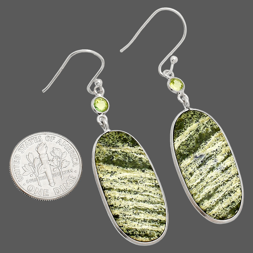 Natural Chrysotile & Peridot Earrings E-1002 SDE84019