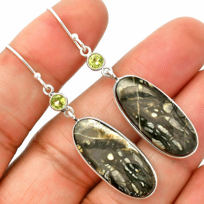 Natural Picasso Jasper & Peridot Earrings E-1002 SDE84028
