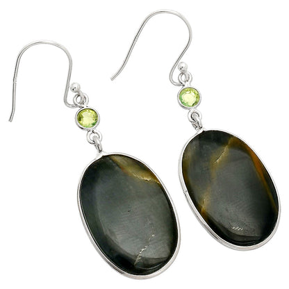 Natural Blue Tiger Eye & Peridot Earrings E-1002 SDE84031