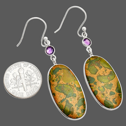 Natural Bamboo Jasper & Amethyst Earrings E-1002 SDE84036