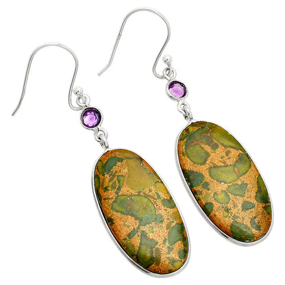 Natural Bamboo Jasper & Amethyst Earrings E-1002 SDE84036