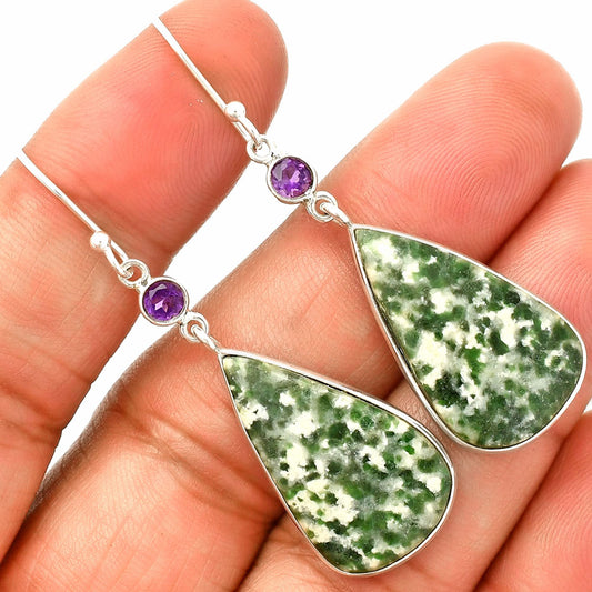 Natural Dioptase & Amethyst Earrings E-1002 SDE84037