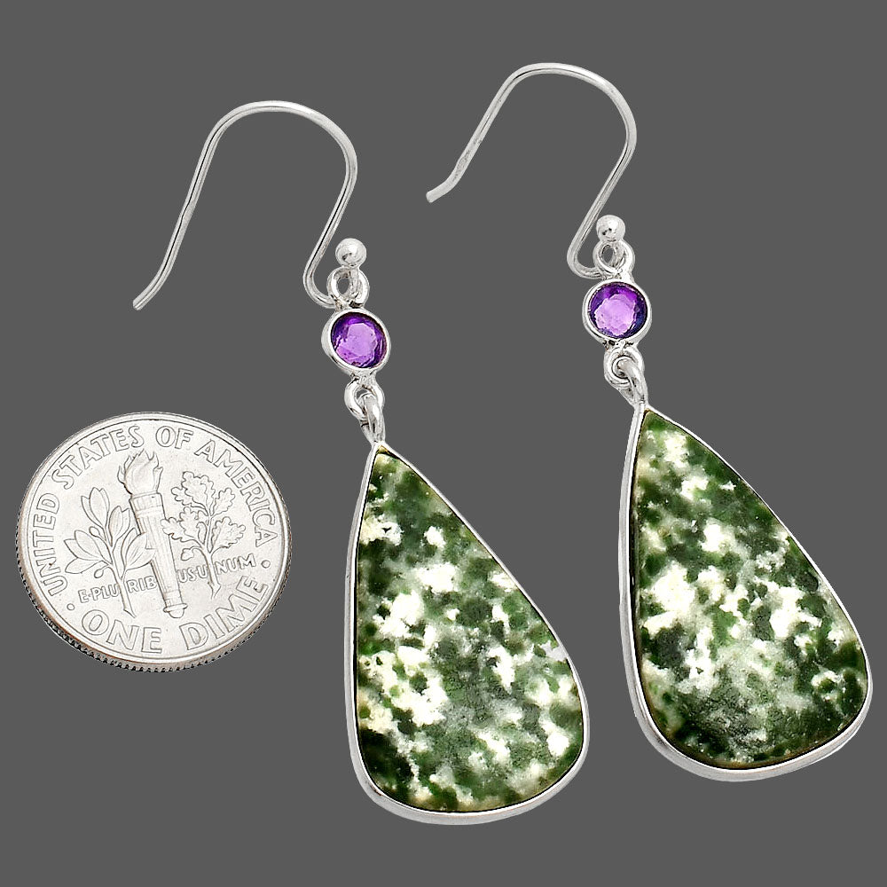 Natural Dioptase & Amethyst Earrings E-1002 SDE84037