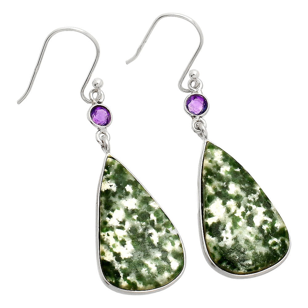 Natural Dioptase & Amethyst Earrings E-1002 SDE84037