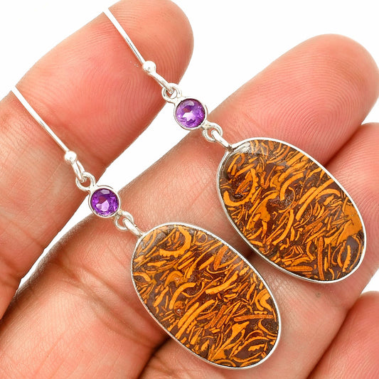 Coquina Fossil Jasper & Amethyst Earrings E-1002 SDE84038