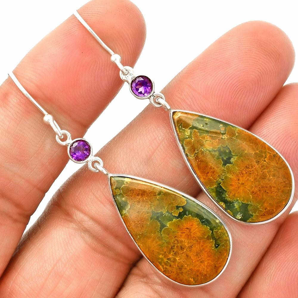 Ocean Jasper - Madagascar & Amethyst Earrings E-1002 SDE84043