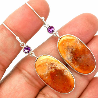 Natural Texas Moss Agate & Amethyst Earrings E-1002 SDE84046