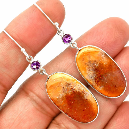 Natural Texas Moss Agate & Amethyst Earrings E-1002 SDE84046