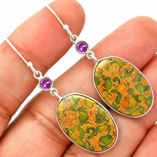 Natural Bamboo Jasper & Amethyst Earrings E-1002 SDE84047