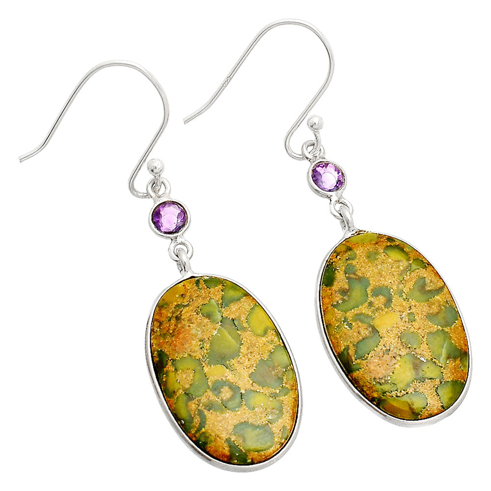 Natural Bamboo Jasper & Amethyst Earrings E-1002 SDE84047