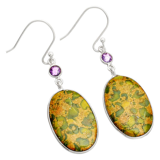 Natural Bamboo Jasper & Amethyst Earrings E-1002 SDE84047