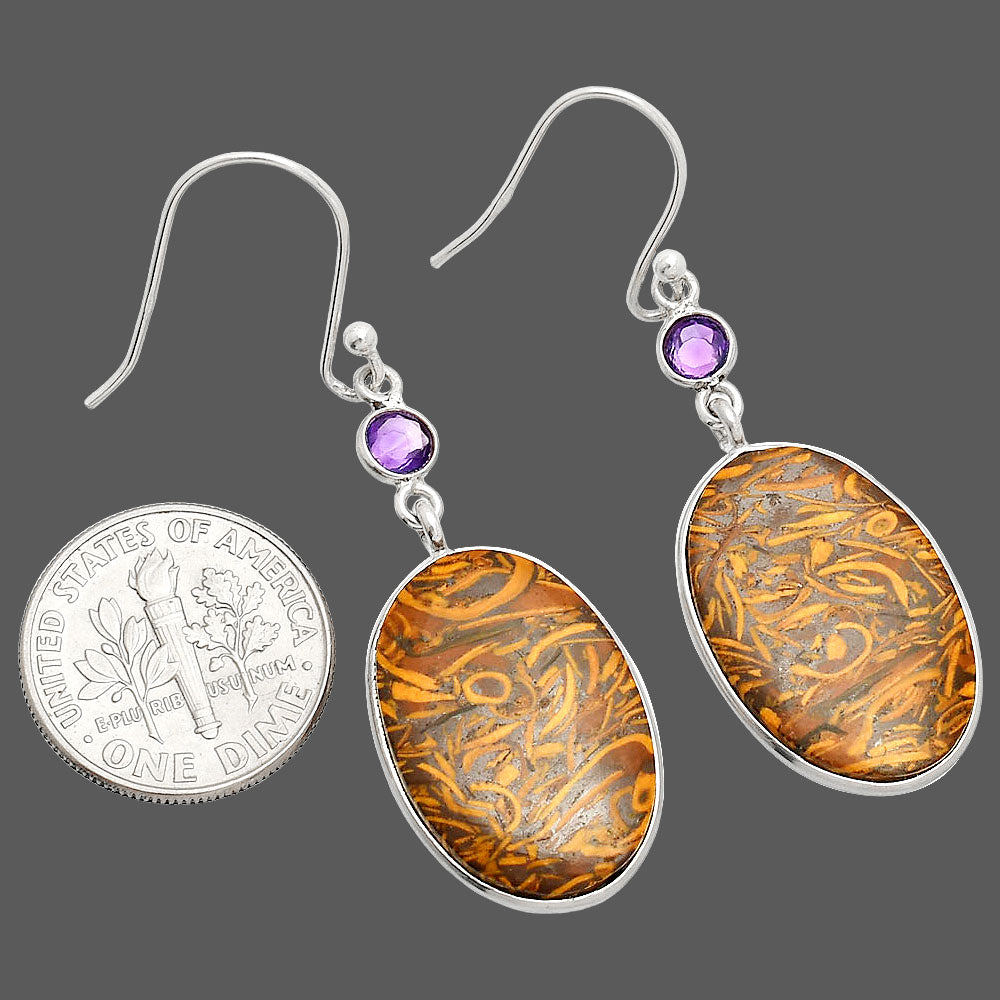 Coquina Fossil Jasper & Amethyst Earrings E-1002 SDE84048
