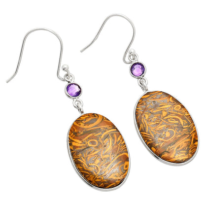 Coquina Fossil Jasper & Amethyst Earrings E-1002 SDE84048