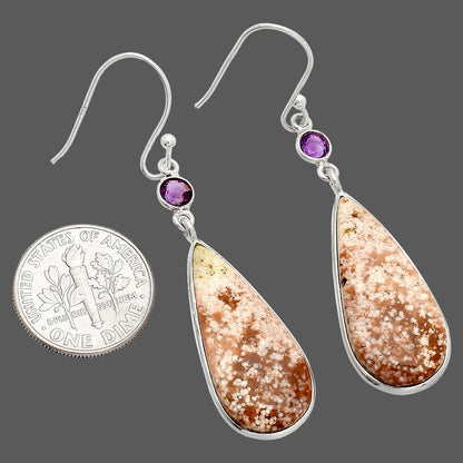 Natural Red Moss Agate & Amethyst Earrings E-1002 SDE84049