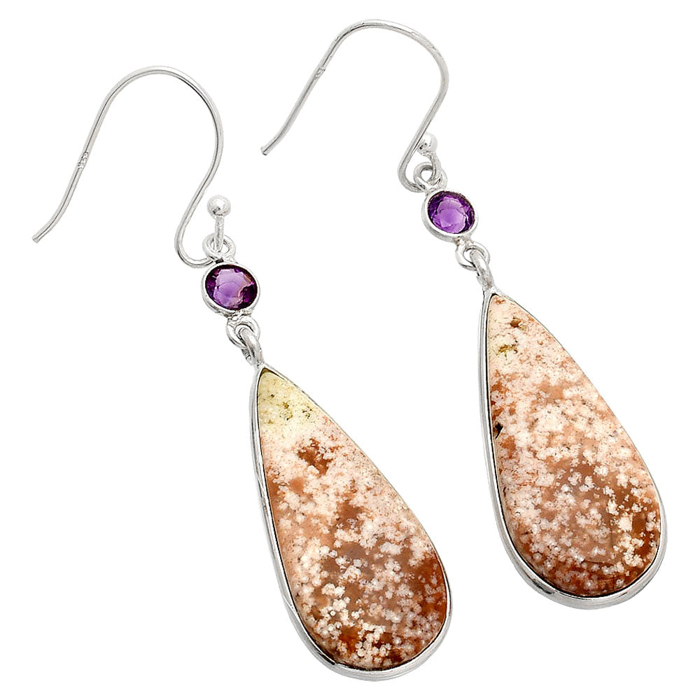 Natural Red Moss Agate & Amethyst Earrings E-1002 SDE84049