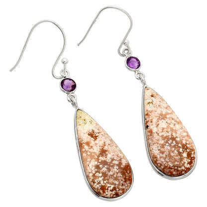 Natural Red Moss Agate & Amethyst Earrings E-1002 SDE84049