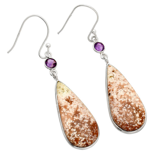 Natural Red Moss Agate & Amethyst Earrings E-1002 SDE84049