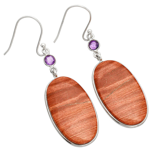Snake Skin Jasper & Amethyst Earrings E-1002 SDE84050