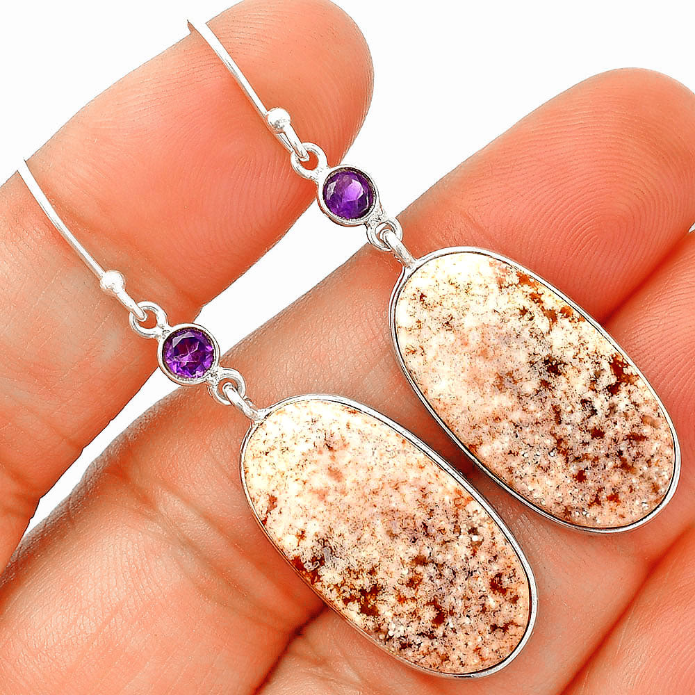 Natural Red Moss Agate & Amethyst Earrings E-1002 SDE84055